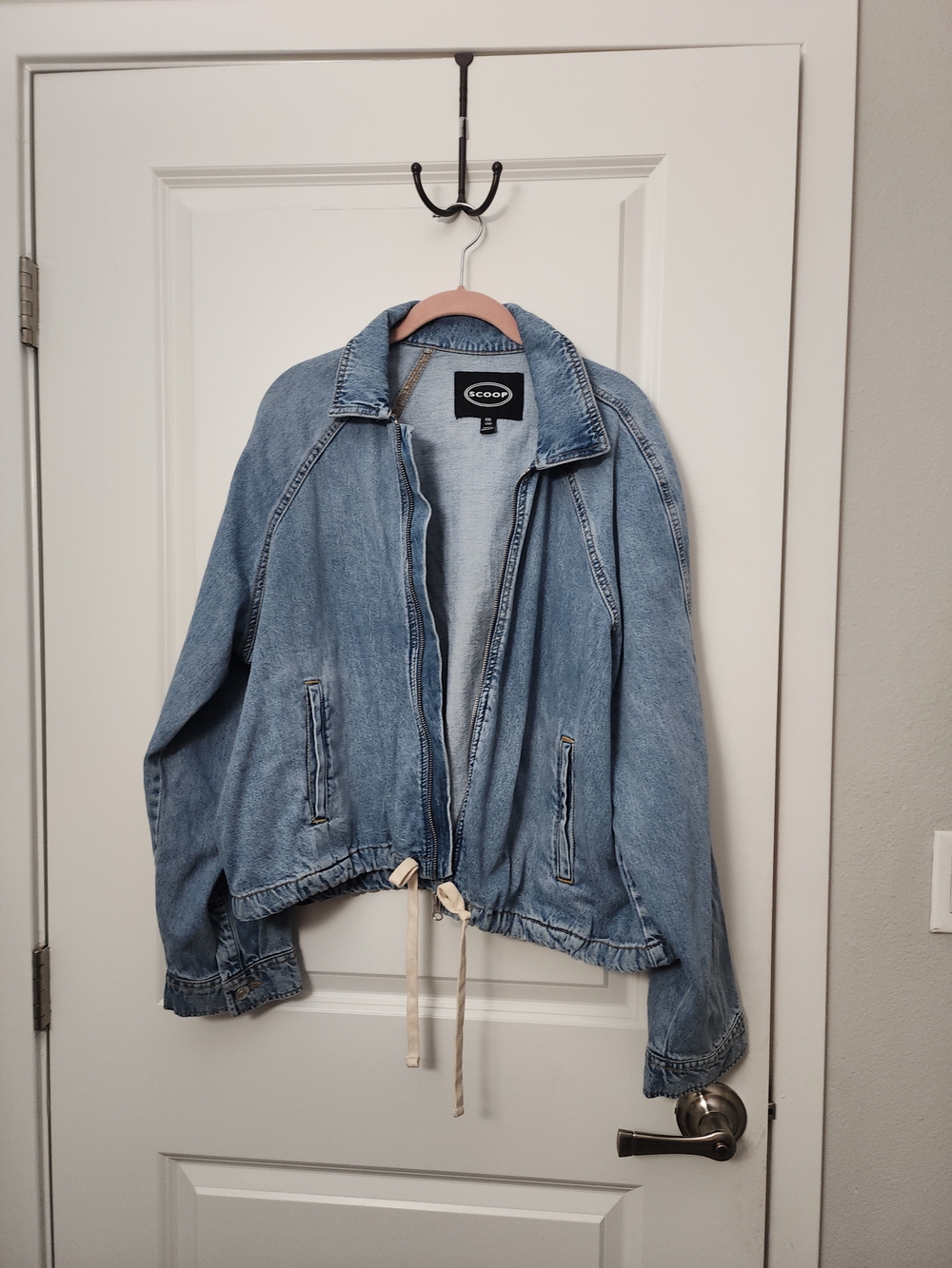 Scoop NYC Light Blue Denim Bomber Jacket - Picture 3 of 6